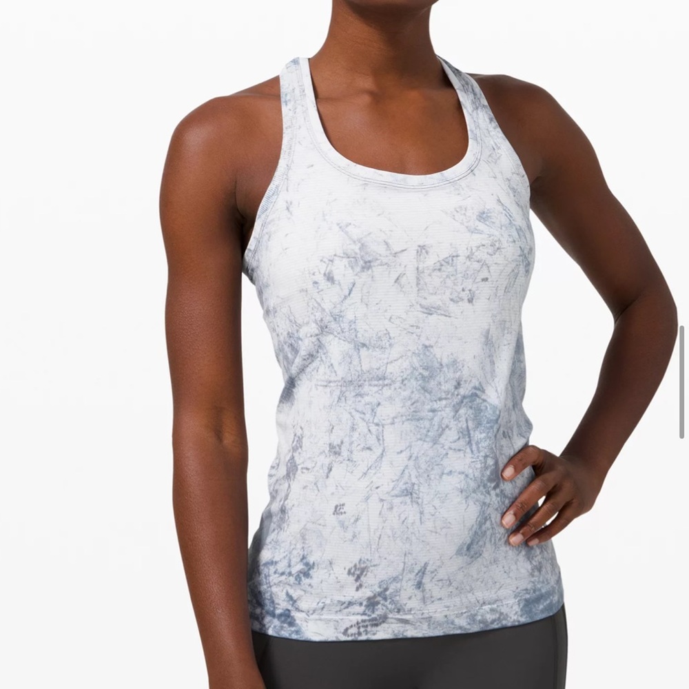 Lululemon Swiftly Texh Tank Size 6 Gray and White
